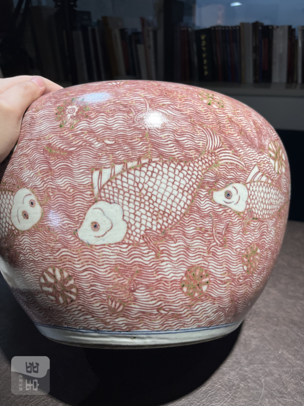 18世纪 青花釉里红鱼藻纹大缸 - 图18